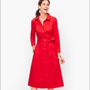 Talbots Women’s red BELTED POPLIN SHIRTDRESS Size 2 P excellent condition